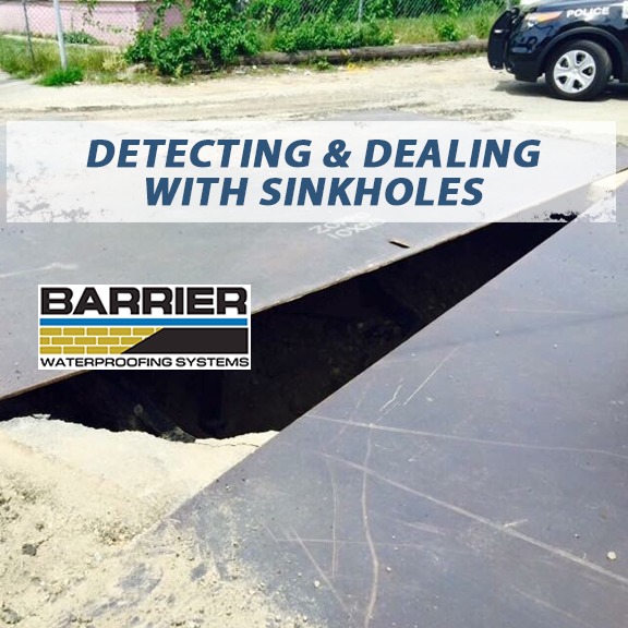 Break in the ground from sink hole damage needing sinkhole repair