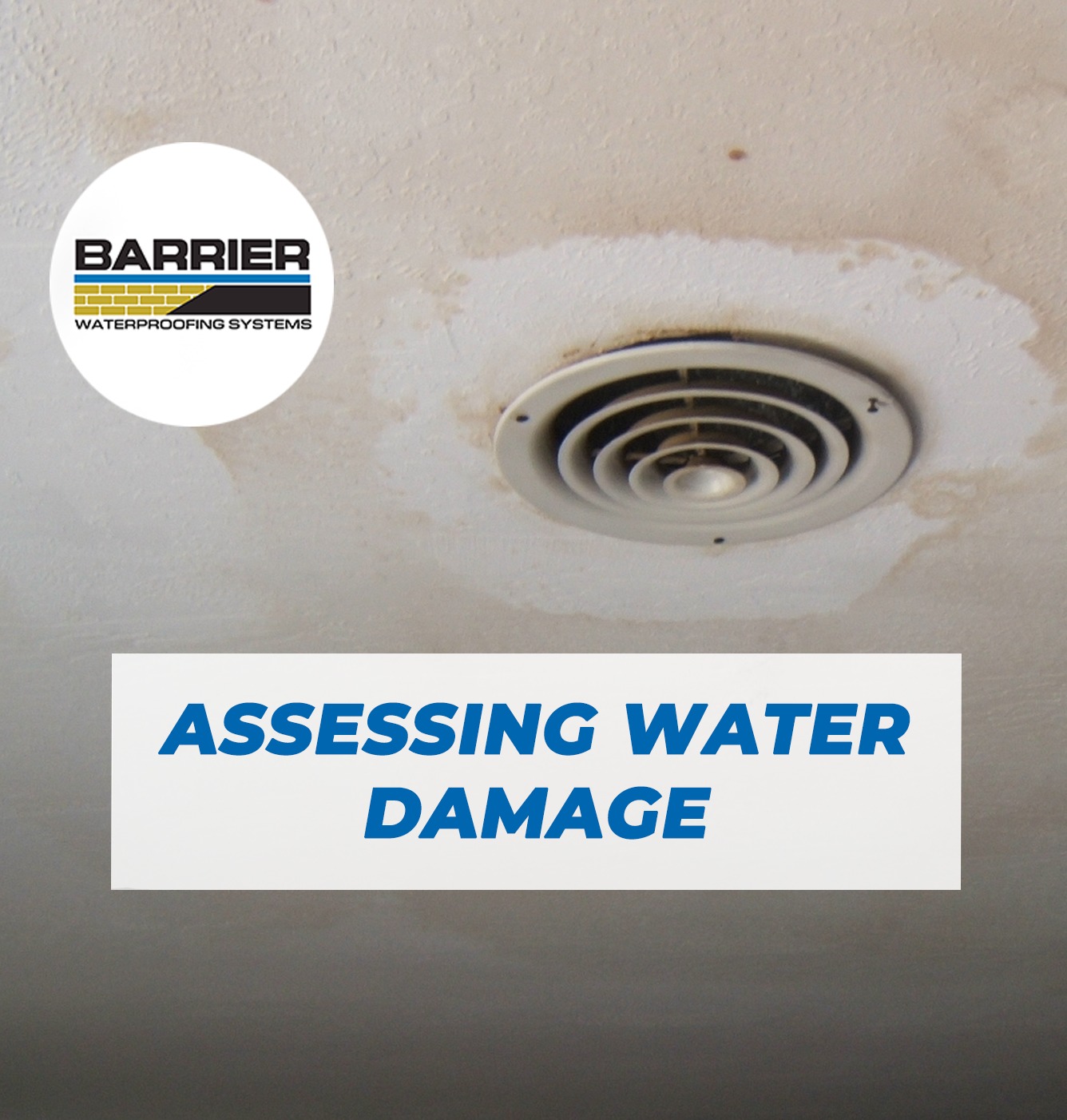 Water damage on the ceiling of a basement water damage