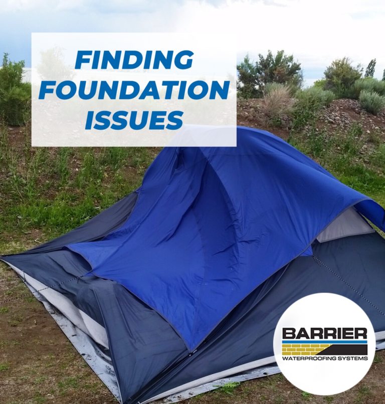 Unsecured tent imagery for common signs of foundation damage issues