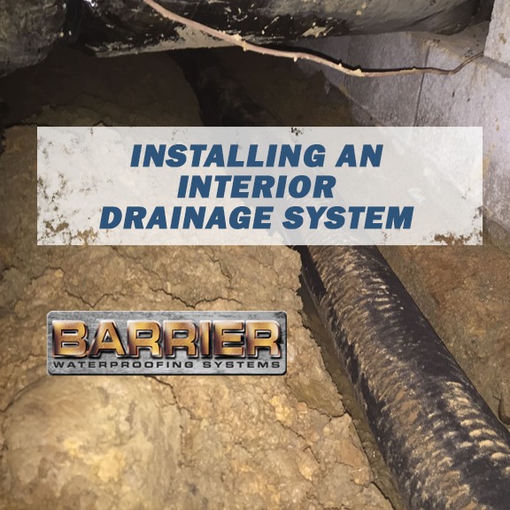 Interior drainage installation in the crawl space