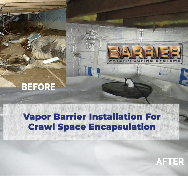 Waterproof Vapor Barrier Before and After