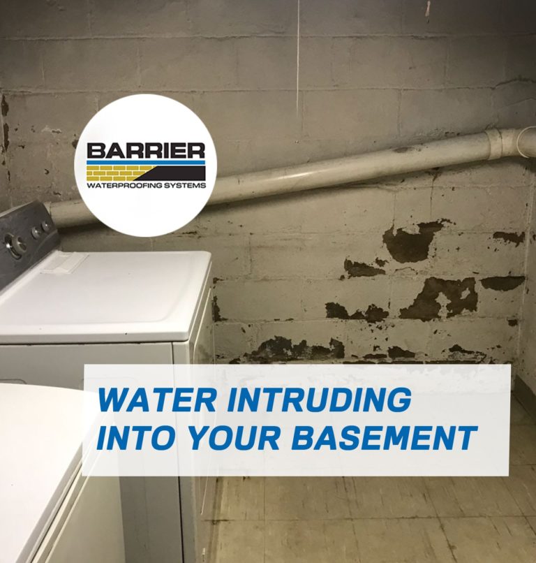 Water stains from basement foundation water intrusion