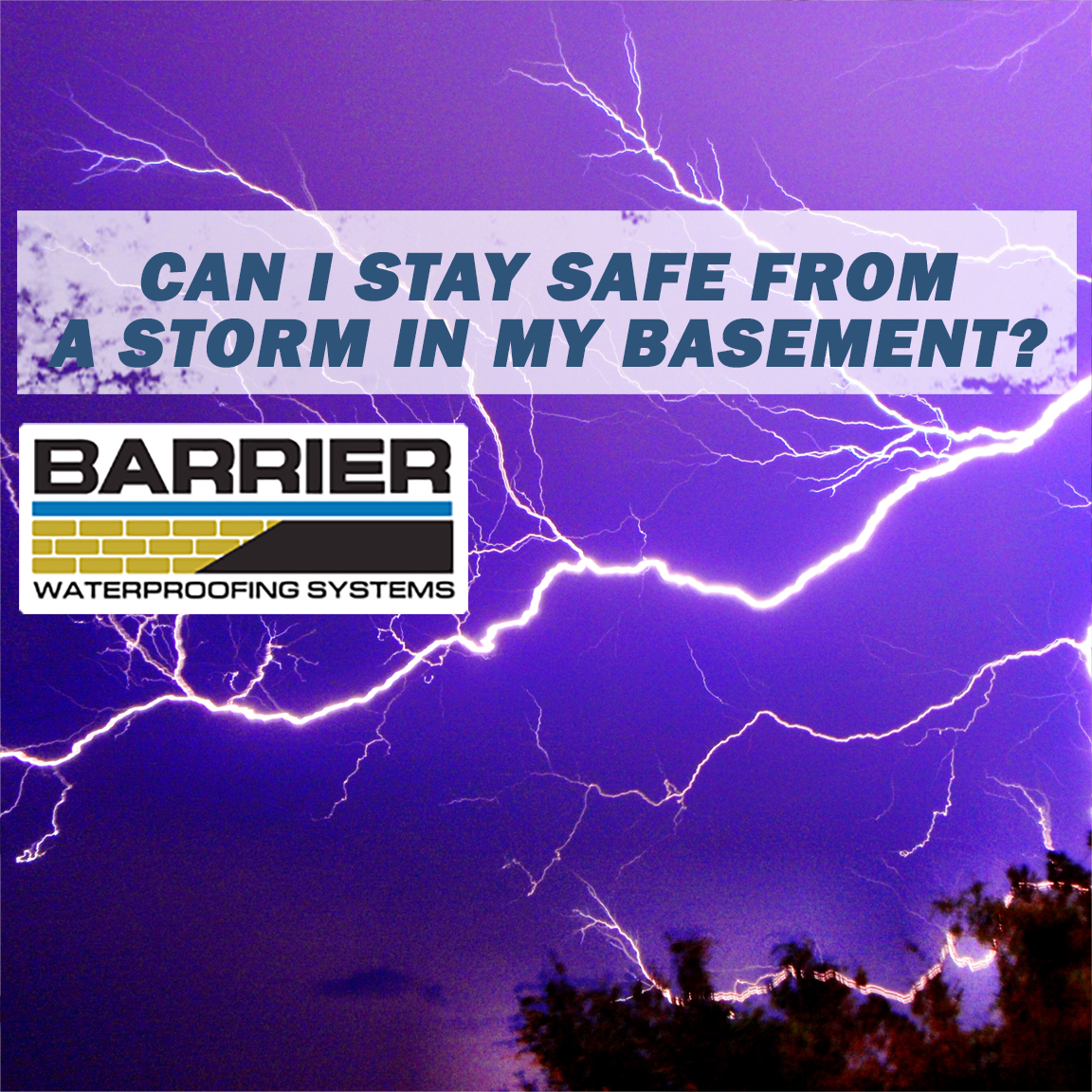 Lightning depicting can I stay safe from a storm in my basement