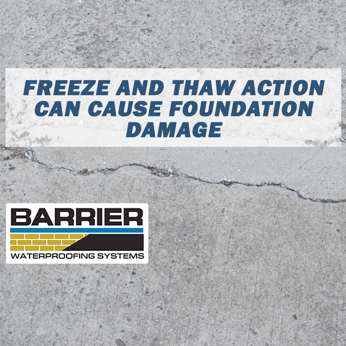 Cracked concrete floro depicting freeze and thaw action causing foundation damage